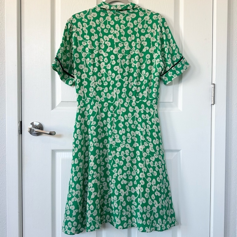 Dalton Silk Crepe Wrap Dress in Green Floral Print - Picture 6 of 11